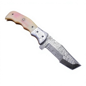 Couteau pliant OEM neuf, modèle Tracker, avec manche en bois, en acier Damas de qualité DIY, pour le camping en extérieur, système Liner Lock - Product Image 1