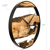 Horloge murale ronde de style Art déco en bois d'olivier, style antique, à piles, style nordique rétro, pour salon