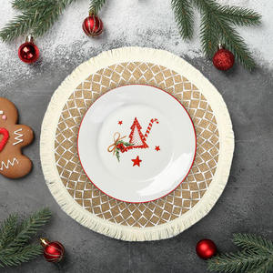 เสื่อปูโต๊ะปอกระเจาเป็นมิตรกับสิ่งแวดล้อมแผ่นรองจานทำจากเส้นใยธรรมชาติแบบชนบทสำหรับโต๊ะอาหารและการตกแต่งภายใน - Product Image 1