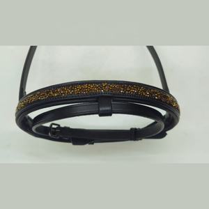 Muserolles combinés islandais de meilleure qualité pour l'équitation occidentale décoration en cristal marron boucle en laiton cuir nylon excellent - Product Image 1