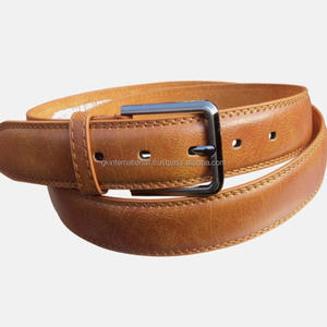 Ceinture décontractée en cuir de vachette véritable unisexe de haute qualité avec ceinture en jean à boucle en laiton chromé élégant - Product Image 3
