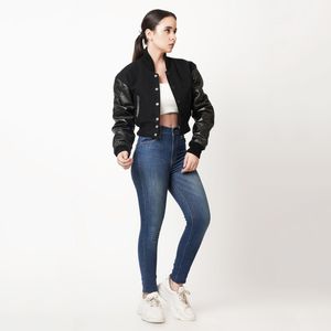 Fournisseur de premier plan - Veste de baseball personnalisée pour femmes avec manches en cuir - Veste élégante pour femmes - Veste de baseball pour un usage décontracté - Product Image 5