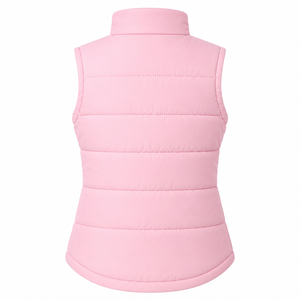 New Premium Quality Women's Pink <b>Quilted</b> Puffer Vest Stand Collar Breathable Polyester/Nylon Zipper Closure Sleeveless Casual - Product Image 4