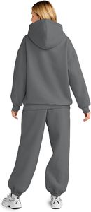 New Style Womens Warm Hoodie <b>Set</b> with Matching Jogger Pants Casual Two Piece Outfit Soft Fleece Loungewear Stylish Clothing - Product Image 5