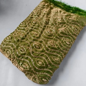 Tela de Seda Espacial con Lentejuelas Leriya y Bordado de Hilo Zari en Zigzag, Elegante y de Alta Gama, para Vestidos de Novia, Suministro Mundial - Product Image 3