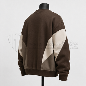 Sweat-shirt à col rond surdimensionné pour homme, patchwork, manches raglan, pull décontracté, automne, coton et polyester mélangés - Product Image 5