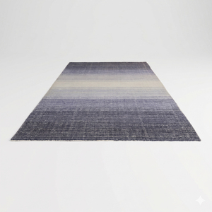 Alfombra de Lana Moderna con Rayas, Tejida a Mano, Ecológica, Antideslizante, de Pelo Grueso, con Degradado Gris Contemporáneo, Hecha a Mano - Product Image 2