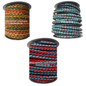 Venta al por mayor de cuero de confianza estilo cristiano gitano de doble color personalizable tamaño Bolo trenzado 100% Cadena de cuerpo de cordón de cuero puro - Product Image 3