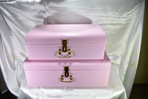 Pink Metal Trunk Lockable <b>Memory</b> <b>Box</b> Custom Name Embroidery Storage Chest for Baby Toy Organizer - Product Image 5