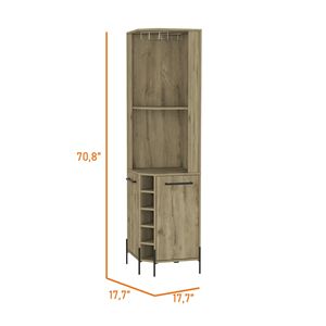 Mobile Bar a 2 Ripiani per 5 Bottiglie in Macadamia, Soluzione di Stoccaggio Durevole ed Elegante per il Tuo Bar Domestico - Product Image 5