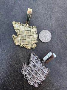 925 Silver Gold Plated Pendant Hip Hop Pendant Custom VVS Moissanite Pendant Rapper Bling Two Tone Pendant Custom Initial Charms - Product Image 6
