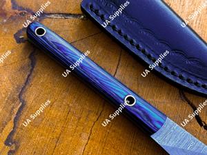 Cuchillo de Cuello Estilo Kiridashi de Acero de Damasco Premium, Afilado como una Navaja, Hoja Fija de 2 Pulgadas, Cuchillo Utilitario Miniatura, Cuchillo EDC de Transporte Legal - Product Image 5