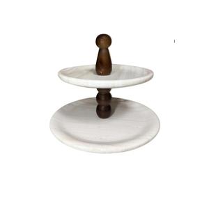 Base para Pastel de Mármol Blanca y Dorada con Base de Metal, Base para Pastel de Boda Lujosa, Base Resistente para Exhibición de Postres - Product Image 5