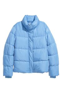 Chaqueta Acolchada Unisex Azul Claro con Capucha, Cierre de Cremallera, Color Sólido, Invierno, Casual, Impermeable, Resistente al Viento, Relleno de Poliéster - Product Image 3