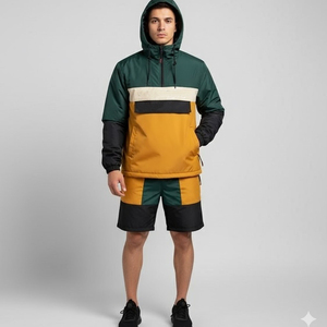 Custom Logo Men's Summer <b>Track</b> <b>Suit</b> with Casual Style Knee Length Color Blocked Design and Side Pockets Customizable - Product Image 5