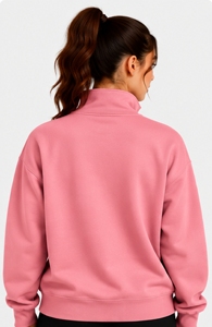 Sudadera Rosa de Mujer con Cierre de Cremallera, Cuello Alto, Manga Larga, Forro Polar de Algodón, Diseño Gráfico para Montaña - Product Image 2