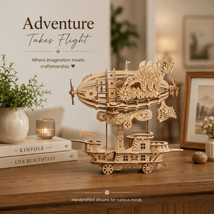 ชุดโมเดลเรือเหาะสตีมพังก์ ทำจากไม้ ตัดด้วยเลเซอร์ ประกอบเอง 3 มิติ สำหรับนักสะสม ผู้รักงานอดิเรก เด็กๆ และตกแต่งบ้านสไตล์วินเทจ - Product Image 3