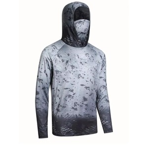 Sweat à capuche de pêche personnalisé avec logo, nouveau design pour homme, 100 % polyester, séchage rapide et respirant, avec protection UV, grandes tailles. - Product Image 3