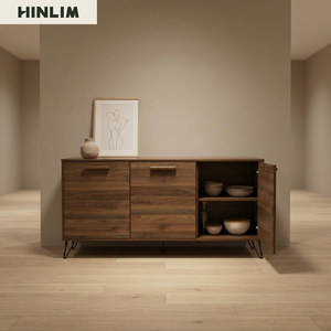 Modern Scandinavian Wood <b>Sideboard</b> 1.49M <b>Storage</b> Cabinet Laminated Board Dining Room Luxury Living Area - Product Image 3