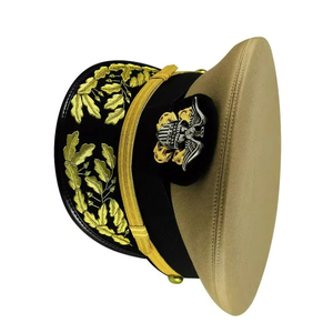 หมวกทรงพิธีการ OEM พร้อมปีกหมวกปักดิ้นทอง ขายส่งหมวกทรงแหลมแบบยูนิฟอร์ม พร้อมตราปักดิ้น ป้ายตราสัญลักษณ์ - Product Image 1