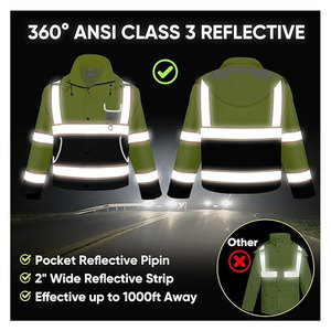 เสื้อกันฝน เสื้อแจ็คเก็ตนิรภัย เสื้อกันน้ำแบบสะท้อนแสง ระดับ Class III เสื้อคลุมกันฝนแบบมองเห็นได้ชัดเจน ชุดทำงานสะท้อนแสง ชุดป้องกันสำหรับกิจกรรมกลางแจ้ง - Product Image 3