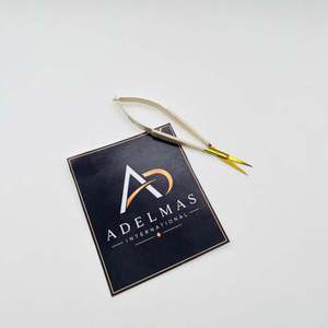 Tijeras de manicura rectas y afiladas de acero inoxidable con punta dorada, color nude, con logotipo personalizado, servicio OEM - Product Image 2