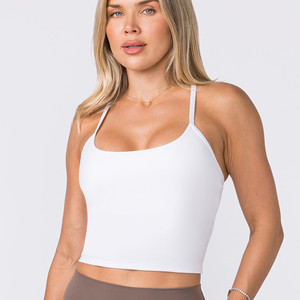 Débardeur sans manches pour femme, coupe courte, 100% coton, élastique, fitness, été, qualité supérieure, personnalisable - Product Image 1