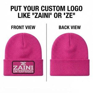 Bonnet en tricot acrylique premium 320 GSM pour homme, rose, côtelé, avec revers, logo brodé personnalisé, OEM ODM, vente en gros, vêtements d'hiver - Product Image 1