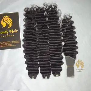 8-40英寸长的宽松深波束最便宜的价格，带闭合或正面越南头发编织