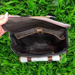 Handmade Cowhide Leather Hair On Backpack Laptop Travel Rucksack Vintage School Bag Durable Design OEM LHBP-0075 - Product Image 3