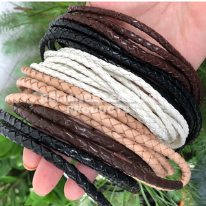 Wholesale 4 mm Black Matt Bolo Braided Jewelry Making Leather Cord Round Braided Style for Fashion <b>Accessories</b> Large Volume - Product Image 6