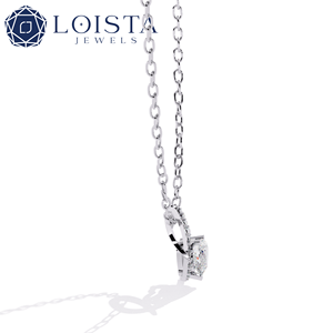 LOISTA – collier avec pendentif en diamant taillé en forme de cœur, or blanc, diamant naturel certifié GIA, bijoux de fiançailles romantiques pour femmes - Product Image 2