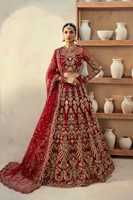 Lehenga Choli en soie rouge avec broderie dorée, longueur au sol, tenue de mariage traditionnelle pour femmes, style Inde Pakistan