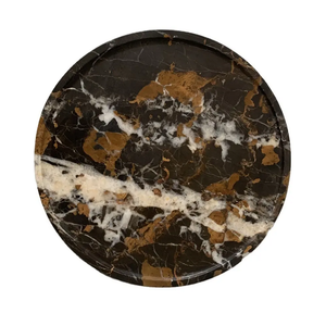 Plateau de service rond en marbre noir et or, pierre naturelle, décoration de luxe pour la maison, résistant au feu, revêtement mural de cuisine - Product Image 5