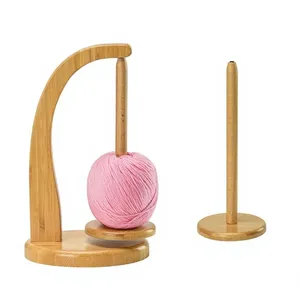 Support à fil en bois pour tricot et crochet, support à pelotes de laine magnétique rotatif antidérapant, accessoire d'artisanat portable - Product Image 3