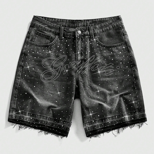Shorts en jean personnalisés pour hommes et femmes, respirants, décontractés, longueur genou, quatre poches, coton, streetwear - Product Image 1