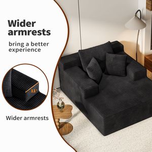 Divano Letto Reclinabile Moderno da 64,96 Pollici con Seduta Profonda, Extra Large, Rivestito in Velluto a Coste, per un Sonno Confortevole all'Interno - Product Image 6