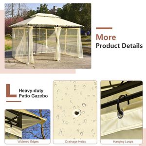 10 piedi X 13 piedi Pergola Gazebo e padiglione pensilina a baldacchino con rete rimovibile - Product Image 2