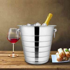 Cubo de hielo y vino de acero inoxidable con diseño rasgado para servir bebidas - Product Image 4