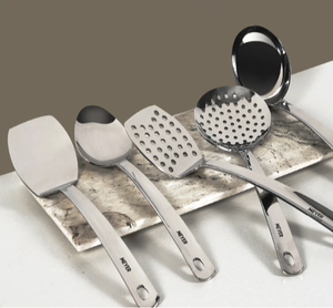 Juego de cucharas de cocina de acero inoxidable, utensilios de cocina ecológicos, aptos para lavavajillas, con mango largo - Product Image 6