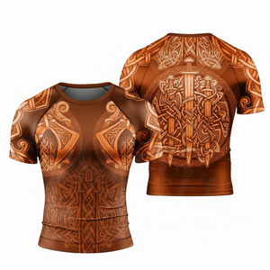 T-shirt de compression à manches courtes avec logo personnalisé, imprimé en 3D, pour entraînement et surf, coupe ajustée, protection UV – Meilleures ventes - Product Image 5