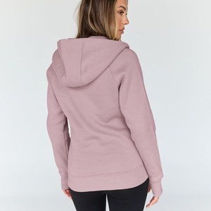 Sudadera con capucha de forro polar rosa con cremallera completa para mujer, mezcla de algodón, informal, para invierno, con cremallera, fabricación OEM y ODM - Product Image 3