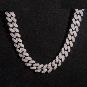 Moissanite Cuban Link Chain <b>Necklace</b> Iced Out Prong Set Hip Hop <b>Statement</b> Jewelry in 925 Silver Unisex - Product Image 3