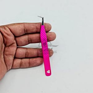 Pince à cils en acier inoxydable avec logo personnalisé avec design en forme de cœur Volume rose Pointe en fibre de botte Poignée appropriée pour l'extension des cils - Product Image 6