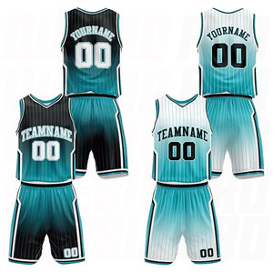 Uniforme de Baloncesto Color Verde Azulado Degradado, Ropa de Equipo de Baloncesto de Poliéster para Hombre, Conjunto Personalizado de Uniformes de Baloncesto, Camisetas de Baloncesto - Product Image 1