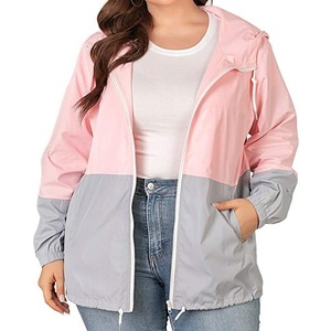 New Arrival Color Block Outerwear Windbreaker Jacket Plus Size Zip Up Working Wear Breathable <b>Wind</b> <b>breaker</b> Raincoat Women Jacket - Product Image 1