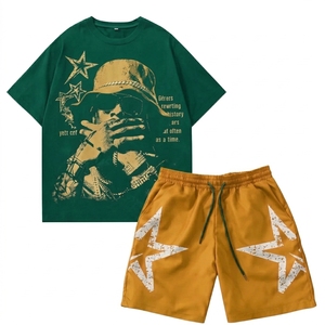 Conjunto Deportivo de Verano de 2 Piezas para Hombre, Transpirable, de Secado Rápido, Camiseta y Pantalones Cortos, Estilo Casual Vintage, OEM ODM - Product Image 3