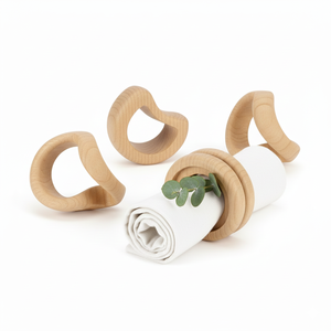 Anneau de serviette en bois rond personnalisé 5 cm, design moderne et luxueux, durable, écologique, taille personnalisable, décoration de table pour mariage - Product Image 5