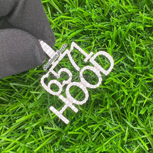 10K White Gold Rhodium Hip Hop Custom Bling Iced Letter Number <b>Initial</b> Charms Moissanite <b>Pendants</b> Necklace Unisex Party Occasion - Product Image 5