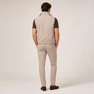 2026 OEM Men's Summer Contemporary 3 Piece Athleisure Fashion Set Breathable <b>Zip</b> Vest Mercerized Cotton Tee Elastic Waist Pants - Product Image 4